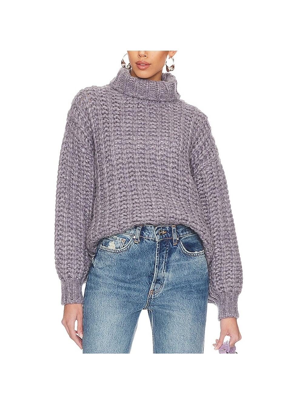 Anine Bing Chunky Ash Violet Iris Sweater Size S